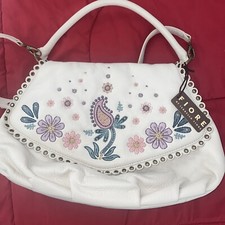 Isabella FIORE BAG LEATHER EMBROIDERED FLORAL NEW Tag