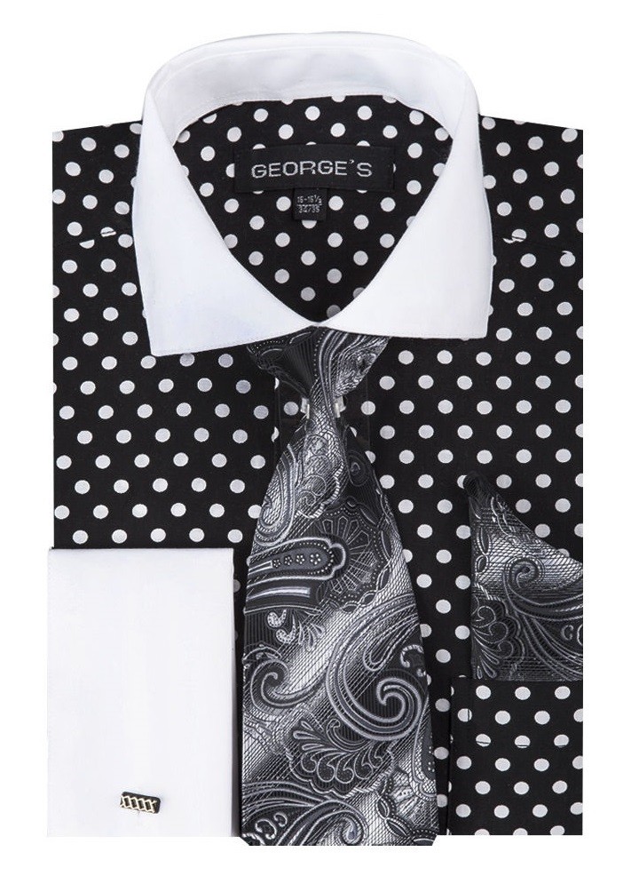 polka dot dress shirt with tie