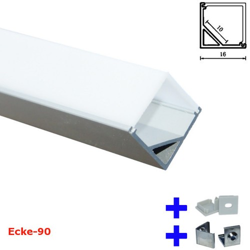 NEU elox. Aluminium Profile + Abdeckung + Clips + Endkappen Alu LED Streifen - Bild 7 von 8