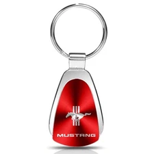 , INC. Officially Licensed Red Teardrop Key Chain for Ford Mustang Tri-Bar