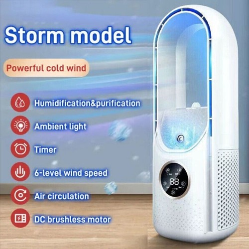 Desk Bladeless Fan w/ Humidifier Desk Fan Portable Table Fan Desktop Cooling Fan