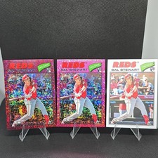 2026 Topps Heritage - Sal Stewart #221 Chrome Burgundy + Pink Sparkle+ Base (RC)