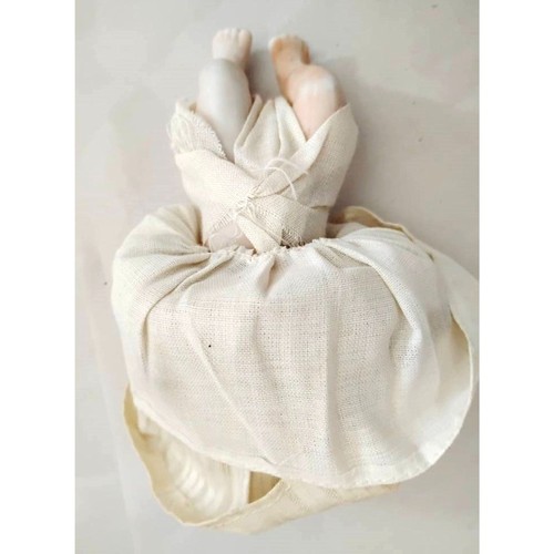 Vintage 20er 30er Japan alle Biskuit Baby Puppe, 5 cm mit Periodenkleid & Haube - Bild 5 von 5
