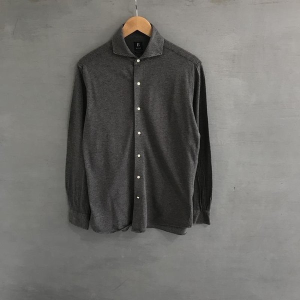 Men Boggi Milano Shirt Grey Cotton 40 /L / 48 #1VGX