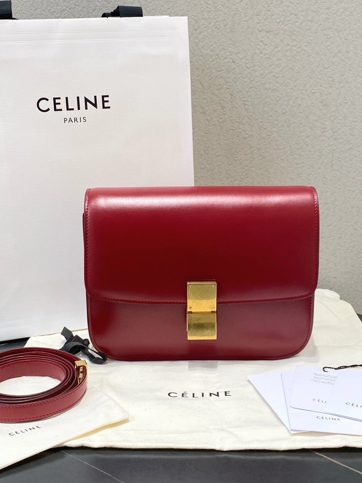 Celine — Authentic Pre-owned Celine Classic Box Red Calfskin Shoulder Bag