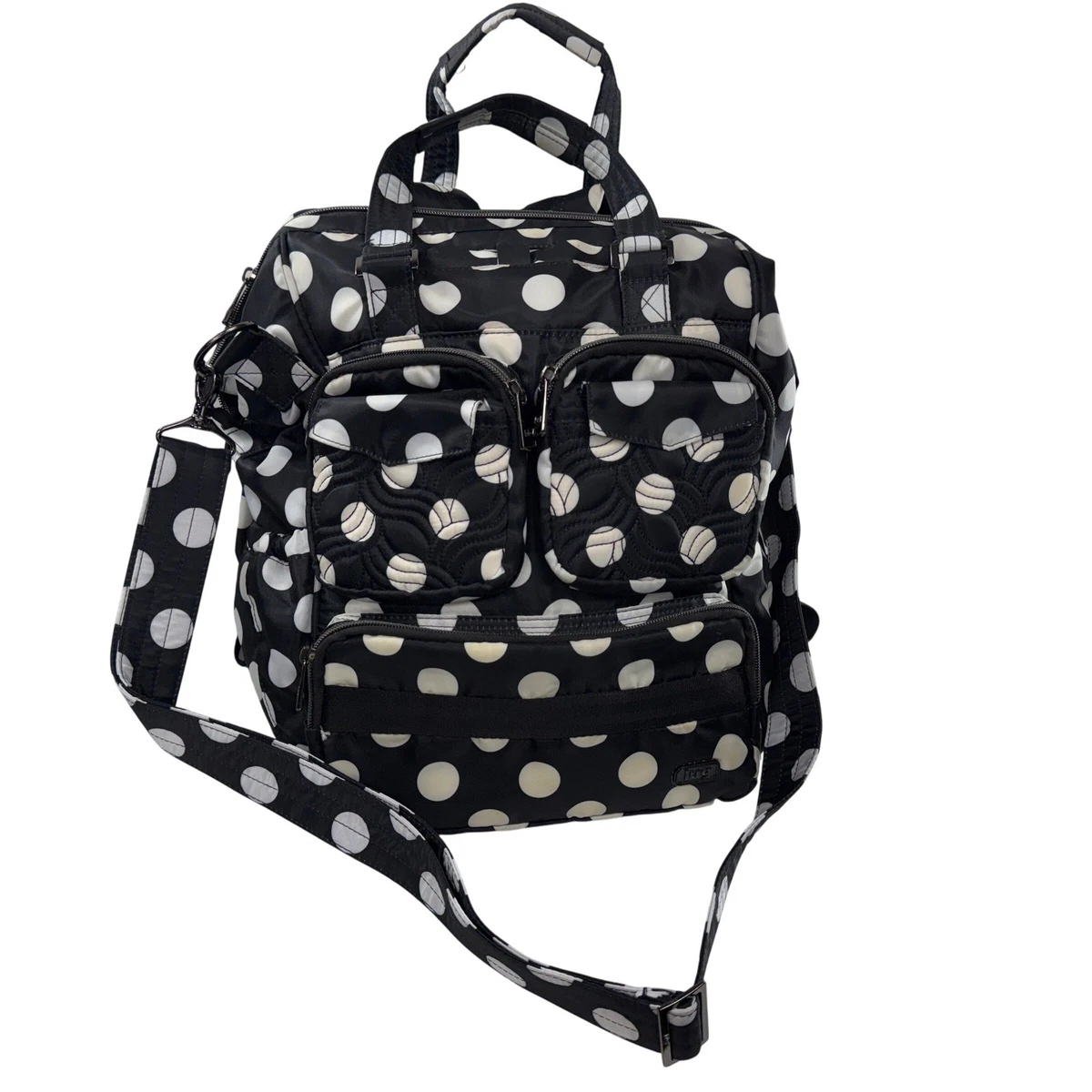 Stitchpaint Quilted Polka Dot Backpack Black White Pink Handmade Fabric Bag Polka Dot Quilted Backpacks - Etsy main image 3