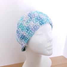 Women's New Handmade Crochet Blue Multicolor Beanie One Size