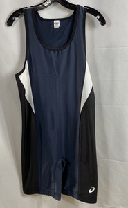 ASICS NWT Men's Legit Singlet Wrestling Bodysuit Blue Black Colorblock Sz XL