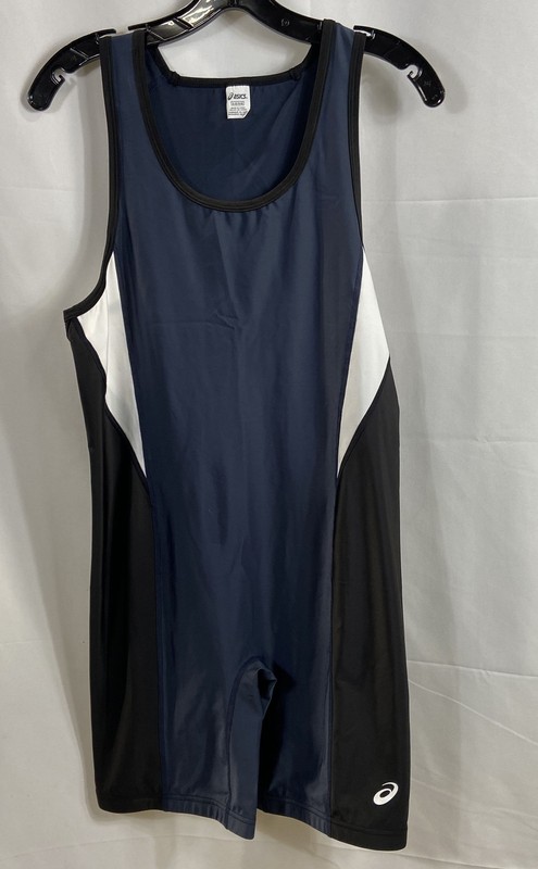 ASICS NWT Men's Legit Singlet Wrestling Bodysuit Blue Black Colorblock Sz XL
