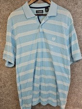 Chaps Polo Shirt Mens XL Natural Stretch Blue Stripe Short Sleeve Shirt NEW