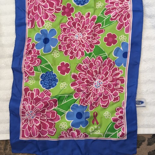 Vintage Lilly Pulitzer Ford Collab 2005 100 % Seide Blumen rechteckiger Schal - Bild 3 von 8