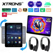 Pair 14" Android Car Headrest Monitors Wireless Headphones Rear Seat TV 4 64G