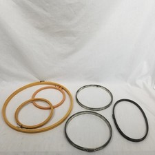 Lot of 6 Plastic And Metal Round And Oval Embroidery Hoops