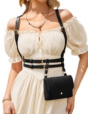 Renaissance Belt Pouch Women Halloween Pirate Accessories Medieval Viking Lea...