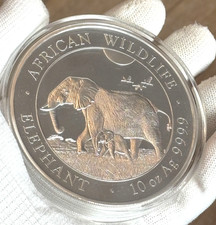 RARE 10 oz Silver 999 Somalia 2022 1000 Shillings 999.9 African ELEPHANT & Calf