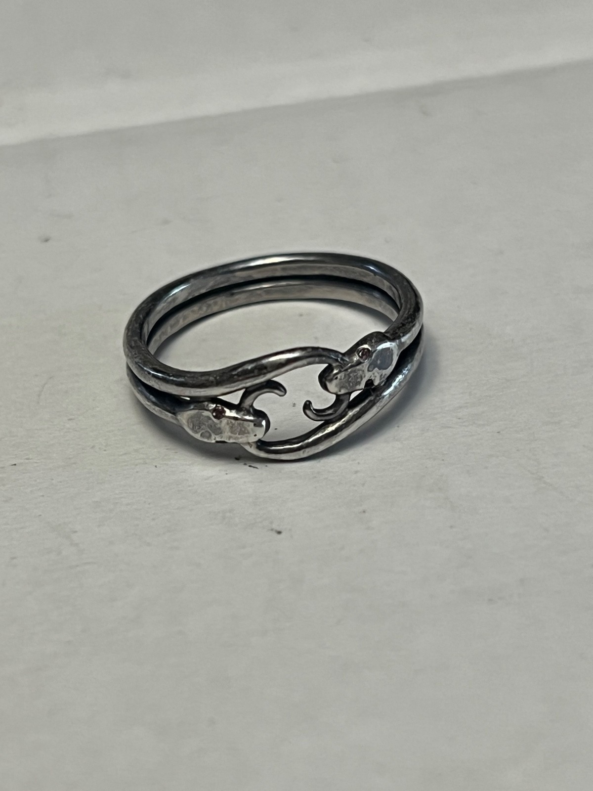 Silver Snake Ring Double Ouroboros Ring Statement… - image 1