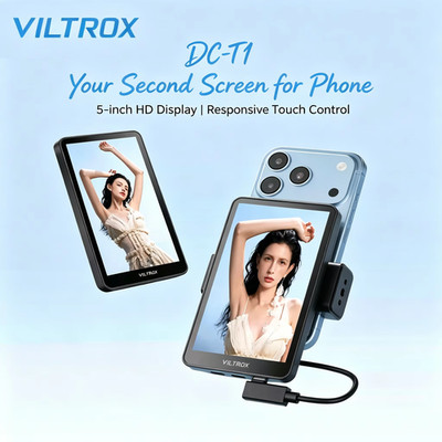 Viltrox DC-T1 5'' 1080P iPhone Phone Monitor Rear Camera Phone Vlog Selfie Screen