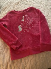 Jumping Beans Girls' Pink Fleece Sweater with Unicorn Embroidery Size 7