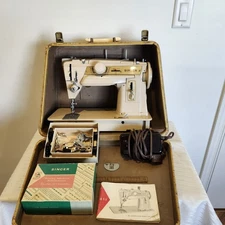 Immaculate 1964 Singer Sewing Machine 411G Fully Tested Case Chainstitch Plate 