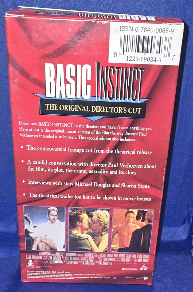 Basic Instinct (VHS) 1993 / Pre-Owned Original Directors Cut / TESTED & WORKING - Image 2 of 3
