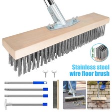 Steel Wire Deck Brush With Telescopic Handle 45째 Angle Garden Patio Cleaner