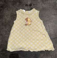 Vintage Disney Winnie The Pooh Y2K Yellow Gingham Ruffled Dress 4T