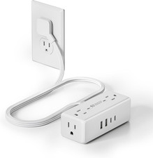 3Ft Extension Cord with Multiple Outlets, Flat Plug Surge Protector Power Strip