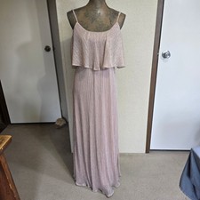 Show Me Your Mumu Small Bridesmaid Maxi Dress Metallic Pink Lurex Empire Waist