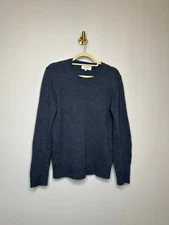 Frank & Oak Navy Blue Speckled Wool Blend Sweater W/ Elbow Patches Men's Small
