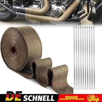 SALANGAE 10M Titan Hitzeschutzband Auspuff Band bis 1400°Hitzeschutz Heat Wrap Krümmer