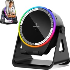 Wireless Induction Speakerl Bluetooth Phone Holder RGB Light  360  Rotation,