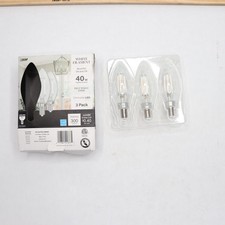  3-Pk Feit Electric Chandelier LED Light Bulb Glass Clear True White 3500K 40W