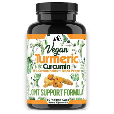 Vegan Turmeric Curcumin w/ Black Pepper, Joint Support 6-Pack Angry Supplements