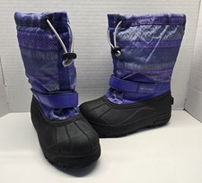 Columbia Snow Boots Purple Blue Girls Size 3 Powderbug Waterproof Warm Rain