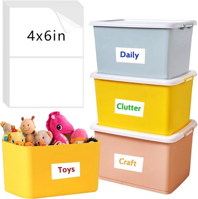 150 Pcs Labels for Storage Bins, 6 X 4 Inch Removable Labels for Storage Bins, T