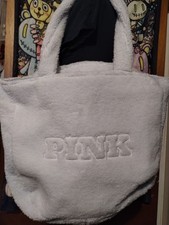 Victoria's Secret PINK Light Blue Fuzzy Sherpa Tote Bag NWT