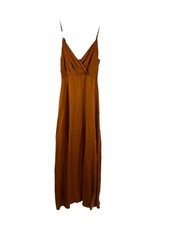 Lulus Constantine Satin Maxi Dress Spaghetti Slit Bridesmaids Womens Small