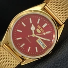 AUTOMATIC VINTAGE REFURBISHED SEIKO 5 JAPAN 6309A MENS RED DIAL WATCH a442335-1