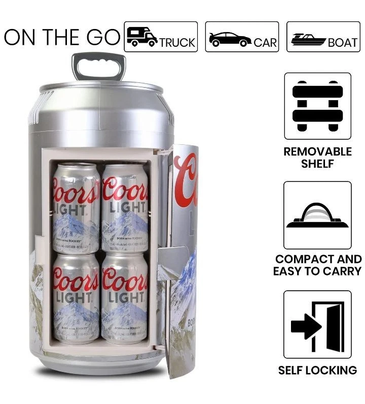 Mini refrigerador portátil Coors Light de 8 latas elegante refrigerador sin hielo 5,4 L Foto 3 de 4