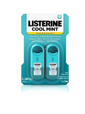 Listerine Pocketmist Oral Care Bad Breath Mist Spray Cool Mint 2 count.Lot Of 12