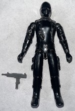 VTG Hasbro 1983 G.I. Joe Snake Eyes-Swivel Arm-Figure w Battle Gear Uzi-LOOK