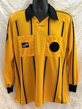 OFFICIAL SPORTS Soccer Referee SHIRT~Medium~Long Sleeved YELLOW/Black Pullover