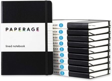 Lined Journal Notebooks, 10 Pack, Black , 160 Pages, Medium 5.6 Inches X 8 Inch