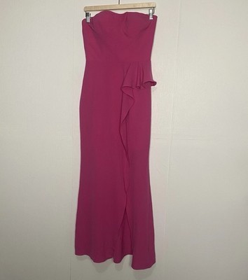 Dress The Population Kai Stretch Crepe Strapless Gown Fuchsia Size Small.