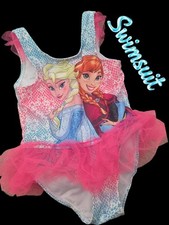  0962 Disney frozen lined swimsuit used once Girls 3T