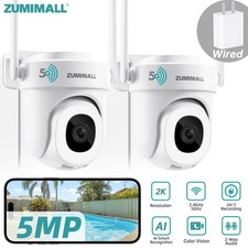 2-Pack ZUMIMALL 5MP Wired Outdoor Security Camera 2.4G/5GHz WiFi ,24/7 Recording
