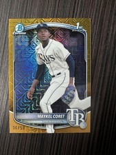 MAYKEL CORET 2025 BOWMAN CHROME GOLD MOJO REFRACTOR #BCP-240 36/50 RAYS 1ST
