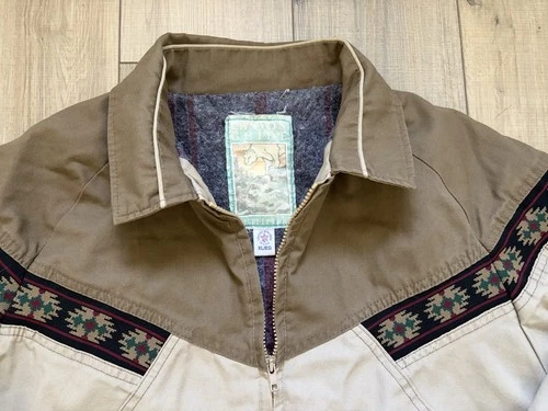 Canyon Guide Vintage Men's XL Beige/Brown Cotton Lined Bomber Jacket Zip Pockets image 2