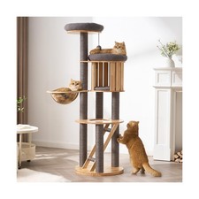 Modern Cat Tree Tower with Scratching Post, 61.5in Tall Cat Tree for Indoor C...