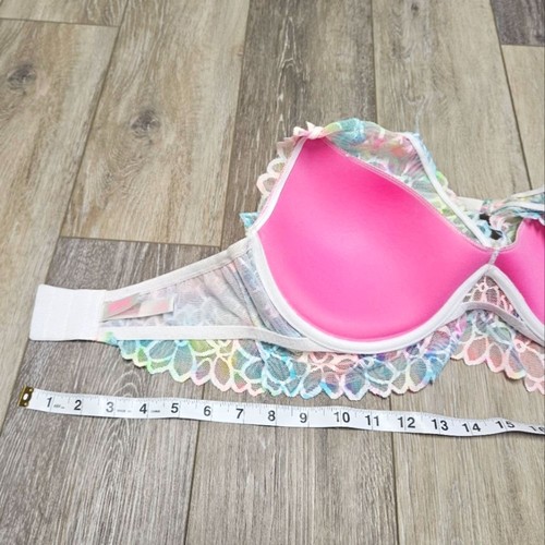 PINK Victoria's Secret Lace Halter Bralette Mulicolor Floral Women's Large DD - Picture 7 of 12